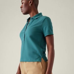 Athleta On The Go Pique Short Sleeve Polo Shirt XL